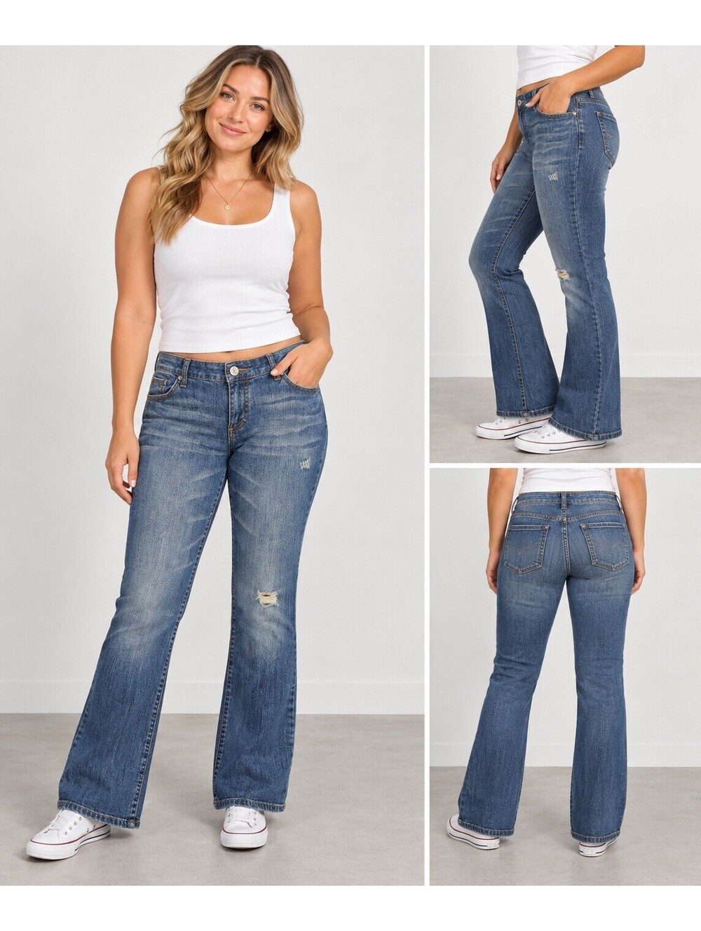 Mossimo Supply Co Bootcut Jeans 13S Blue Distressed Low Rise Y2K 2000s Grunge